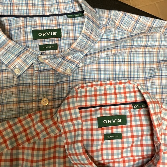 2 Orvis Mens Classic Fit Short Sleeve Plaid Button Down Shirts Wrinkle Free XXL - Picture 2 of 14